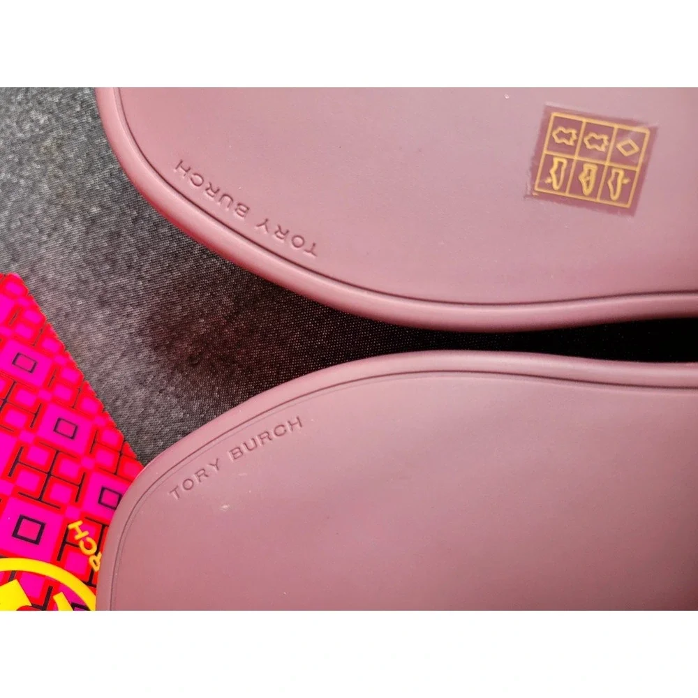 Tory Burch Double T Sport Slide Cipria Size 6.5 Leather Dusty Purple New In Box